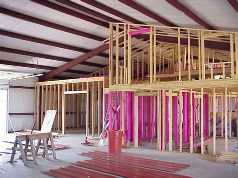 house build inside of a metal building|framing inside a metal building.